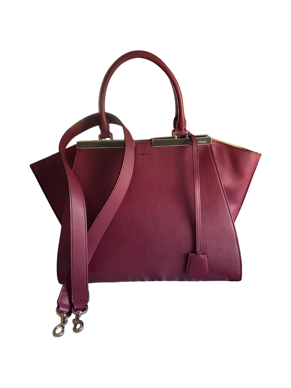 FENDI 3jours Bordeaux Leather Handbag